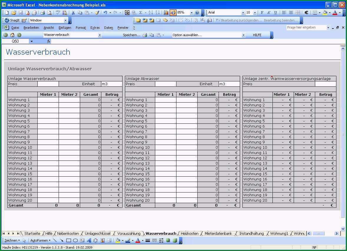 betriebskostenabrechnung excel