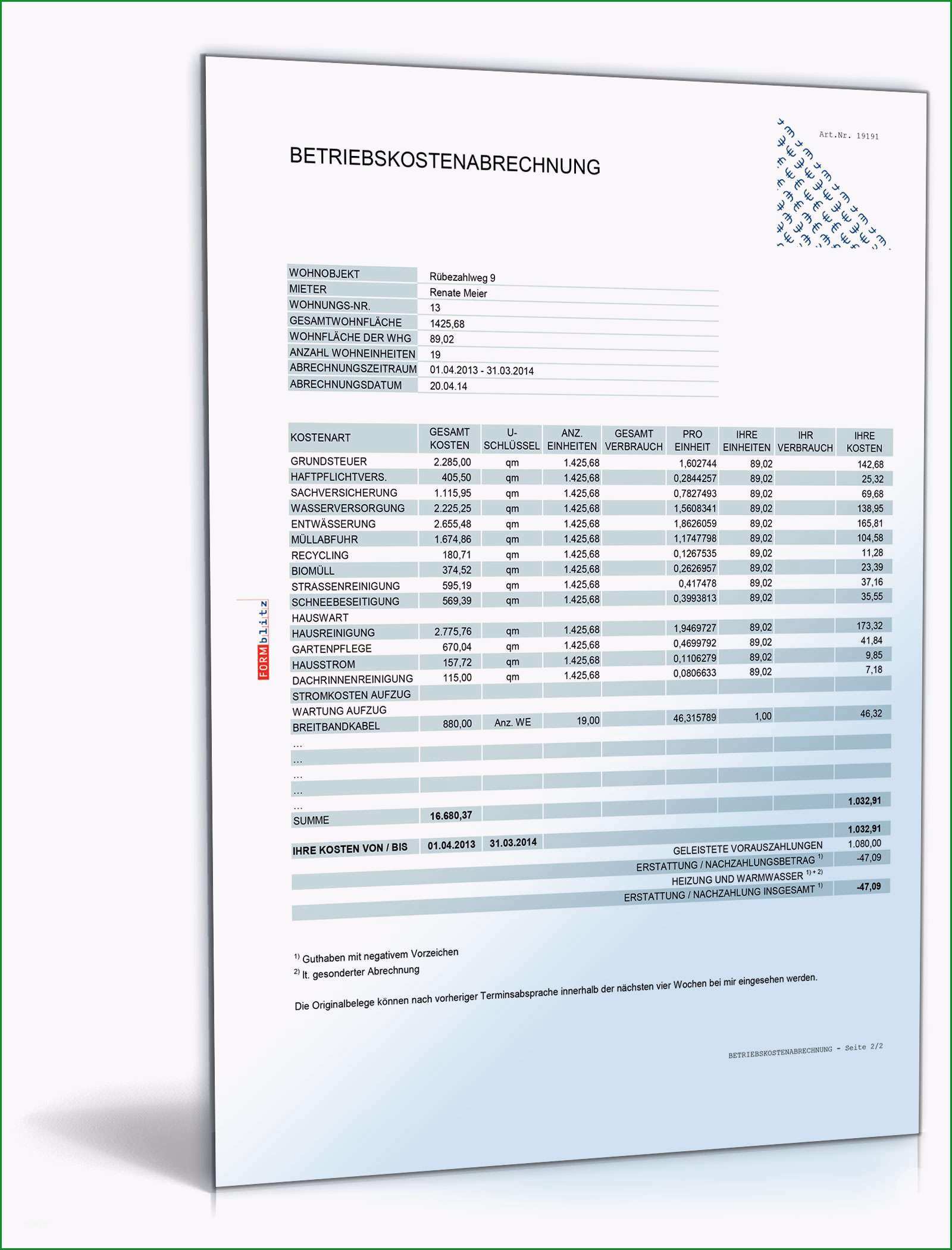 betriebskostenabrechnung vorlage kostenlos beste bezuglich neueste betriebskostenabrechnung vorlage kostenlos