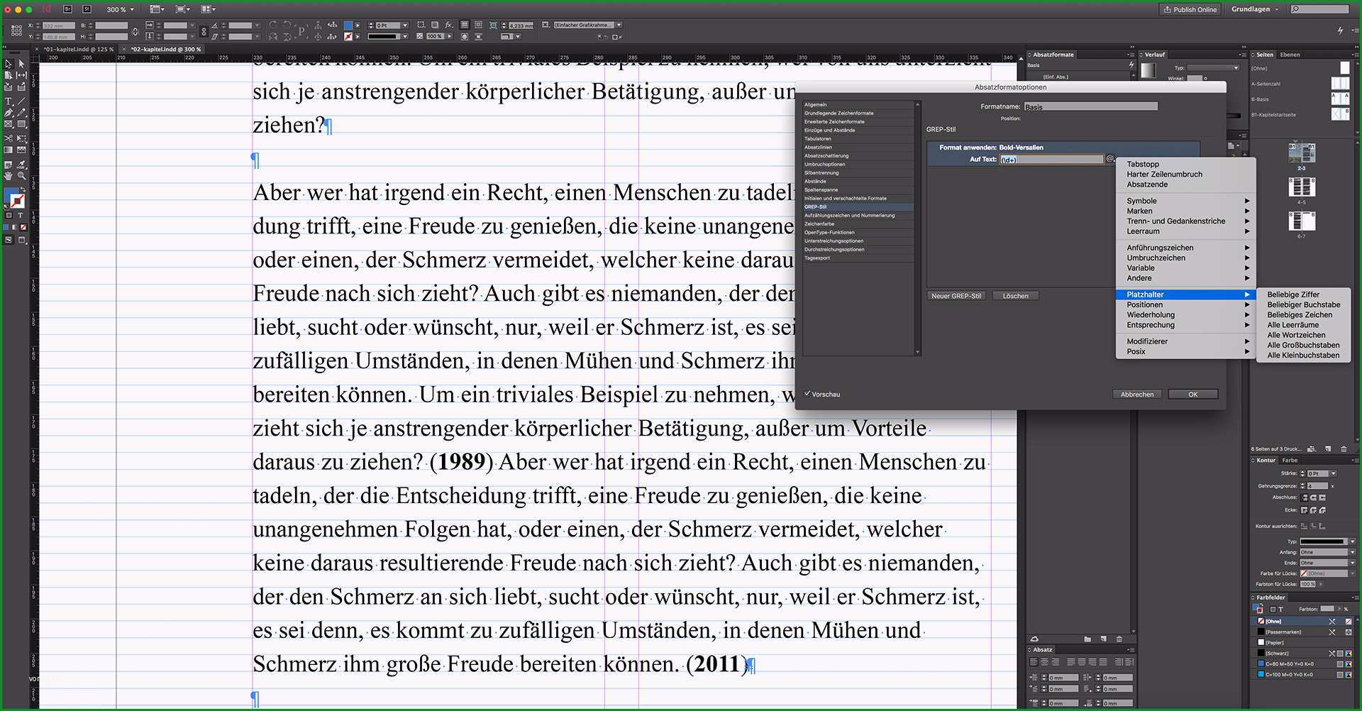 buchfunktion von indesign