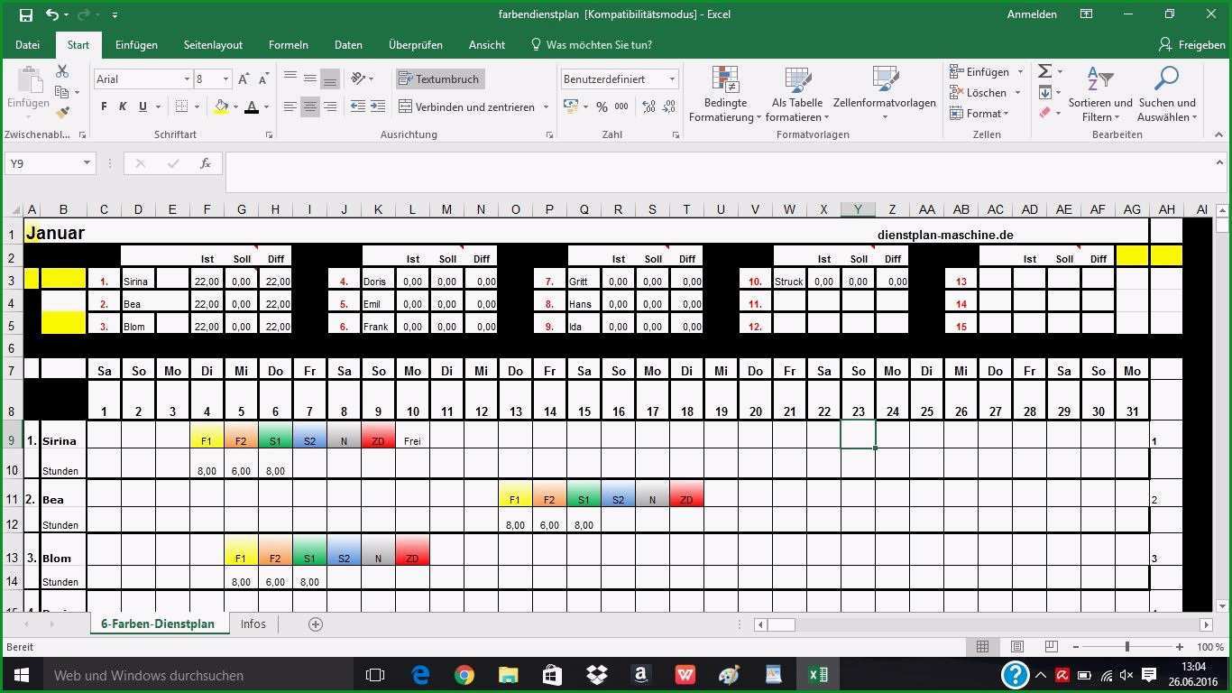 nstplan vorlage excel