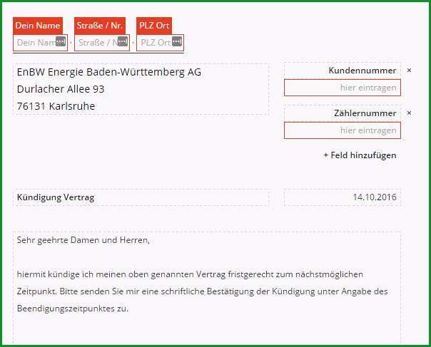 EnBW Kuendigung Vorlage
