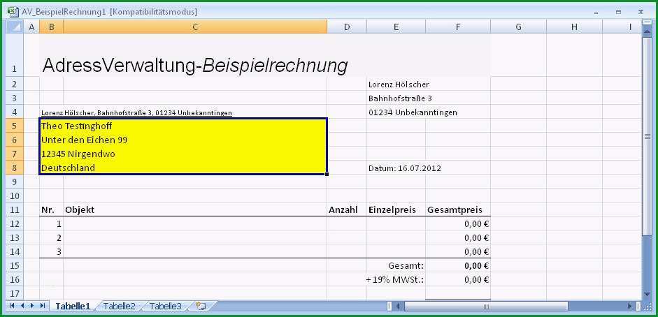 excel adressliste vorlage