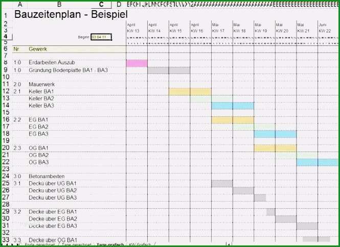 excel bauzeitenplan vorlage