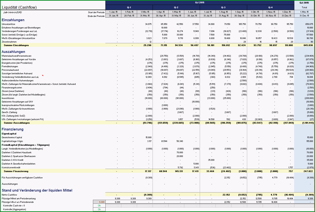 excel finanzplan tool pro screenshots