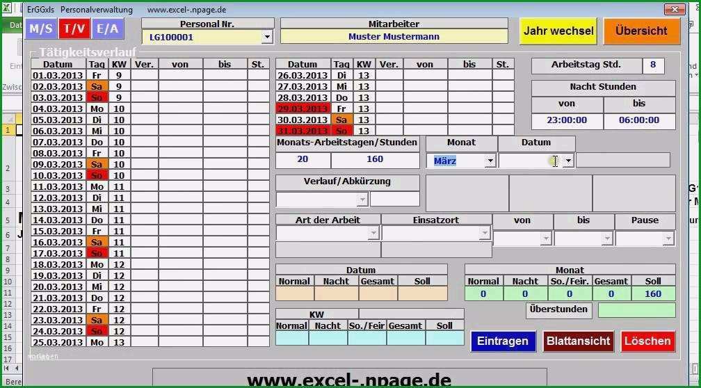 Phänomenal Excel Stunden Berechnen Vorlage Cool Personalverwaltung