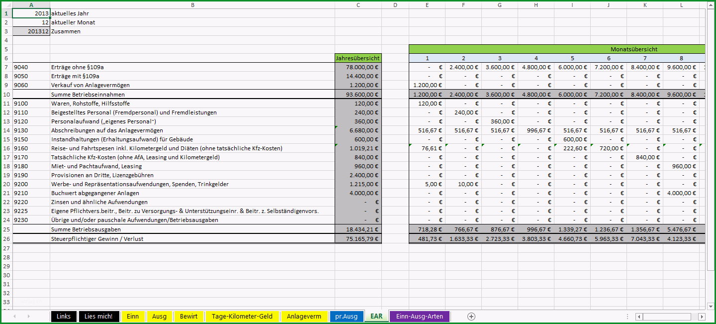 Phänomenal Excel Vorlage Ear Für Kleinunternehmer Österreich