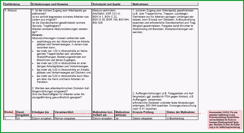 gefaehrdungsbeurteilung arbeiten auf baustellen