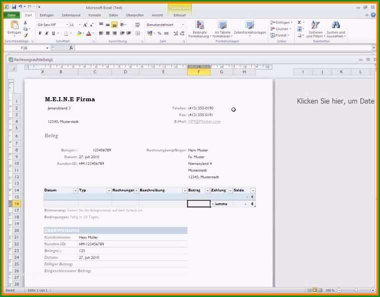 geschaftsbrief vorlage excel