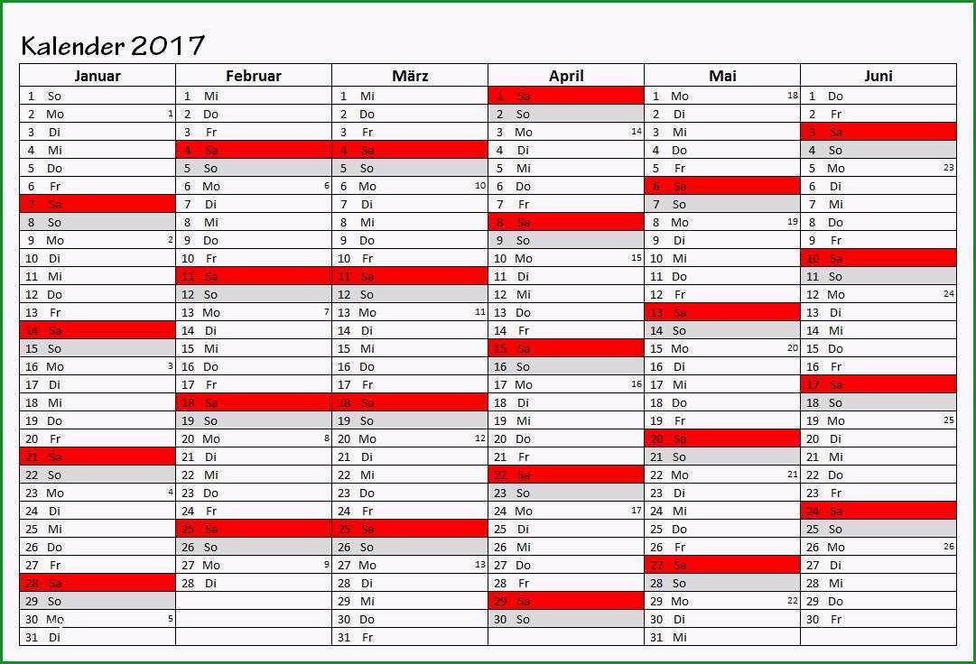 Phänomenal Kalender 2017 Vorlagen Zum Ausdrucken Pdf Excel Jpg