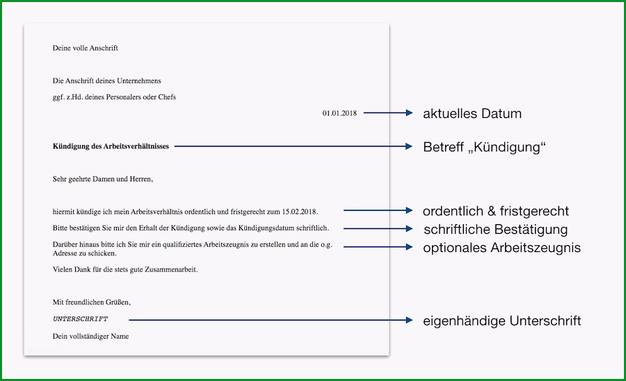 kuendigung arbeitsvertrag muster