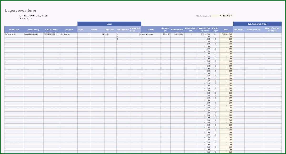 lagerverwaltung excel