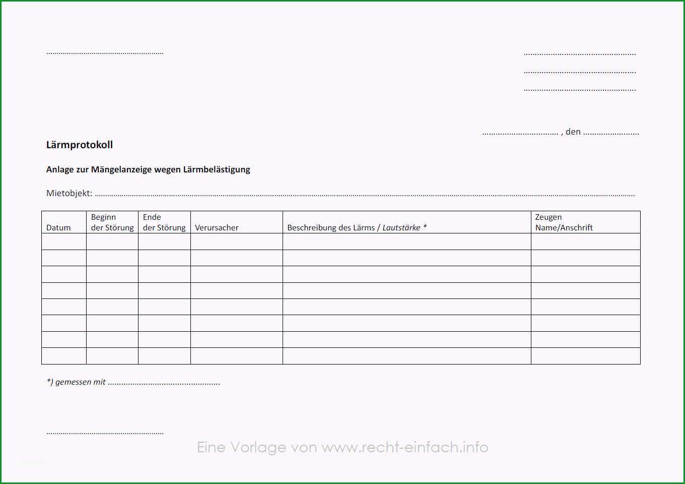 laermprotokoll bei laermbelaestigung