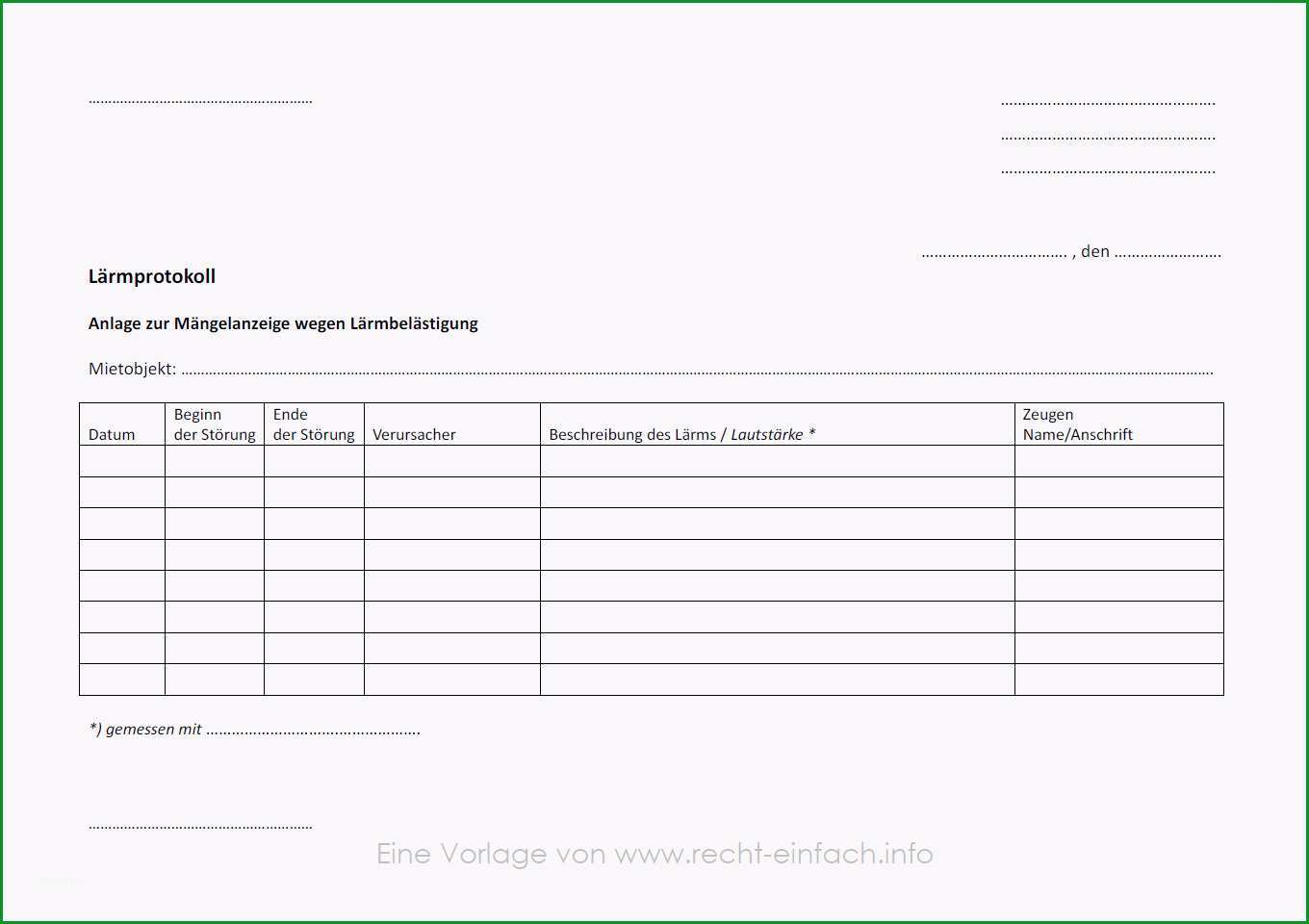 laermprotokoll bei laermbelaestigung