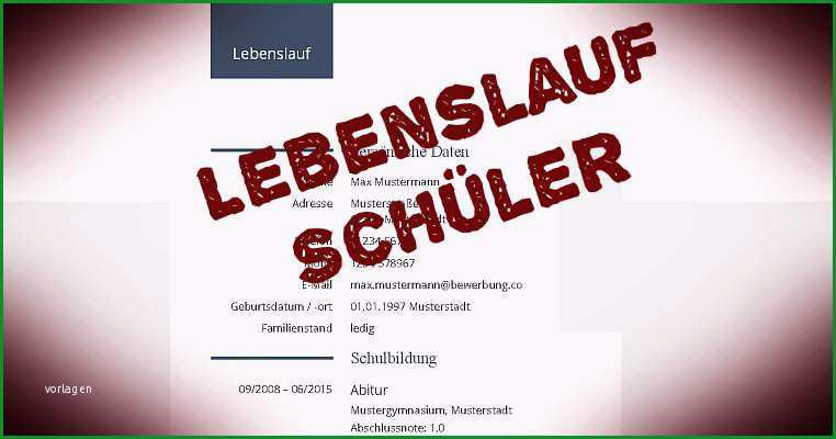 lebenslauf schueler