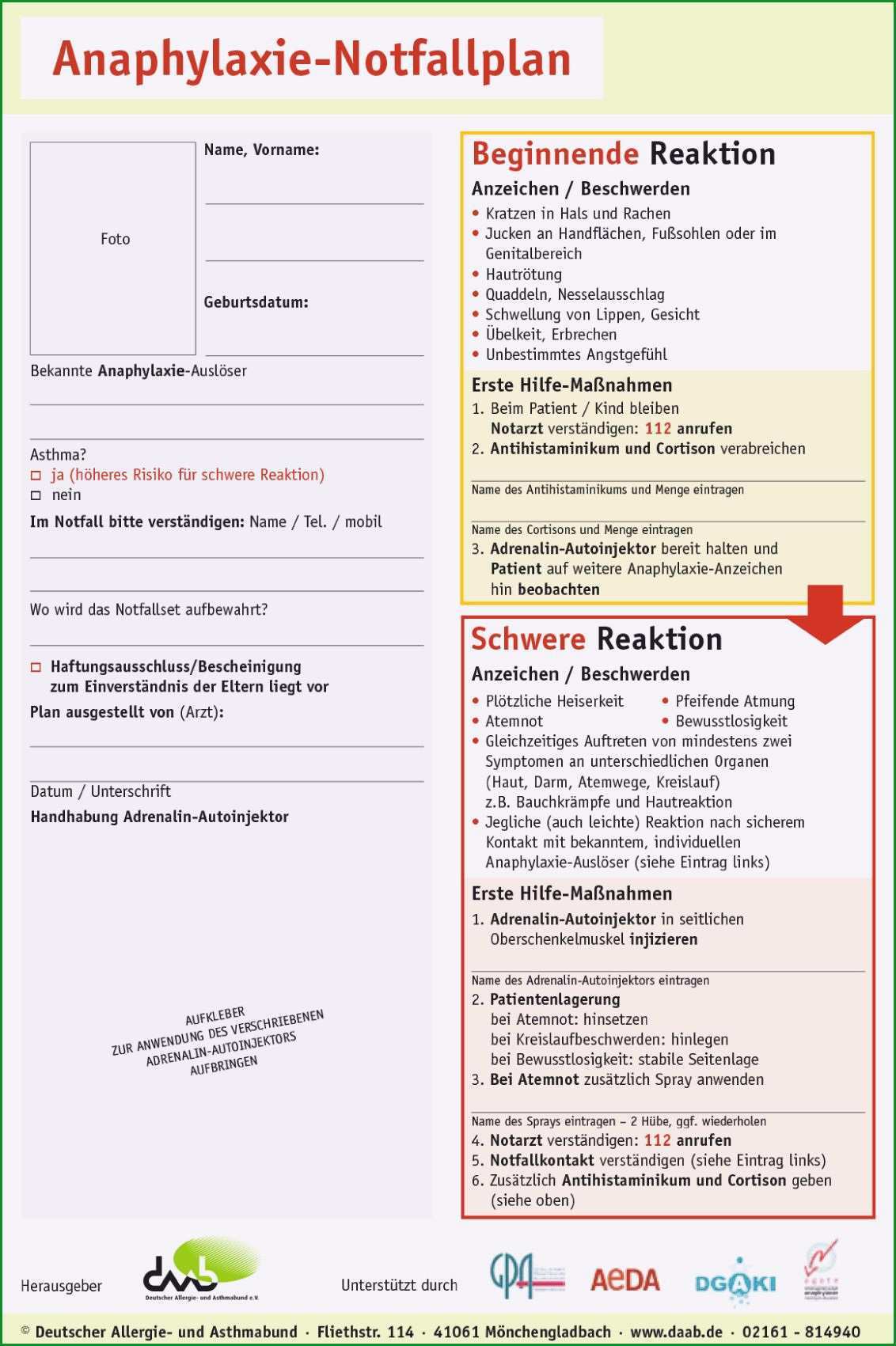 notfallplan muster