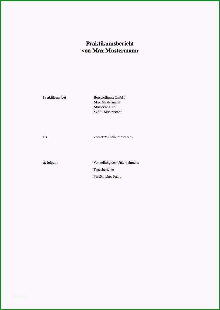 praktikumsmappe vorlage pdf fabelhafte praktikumsbericht deckblatt