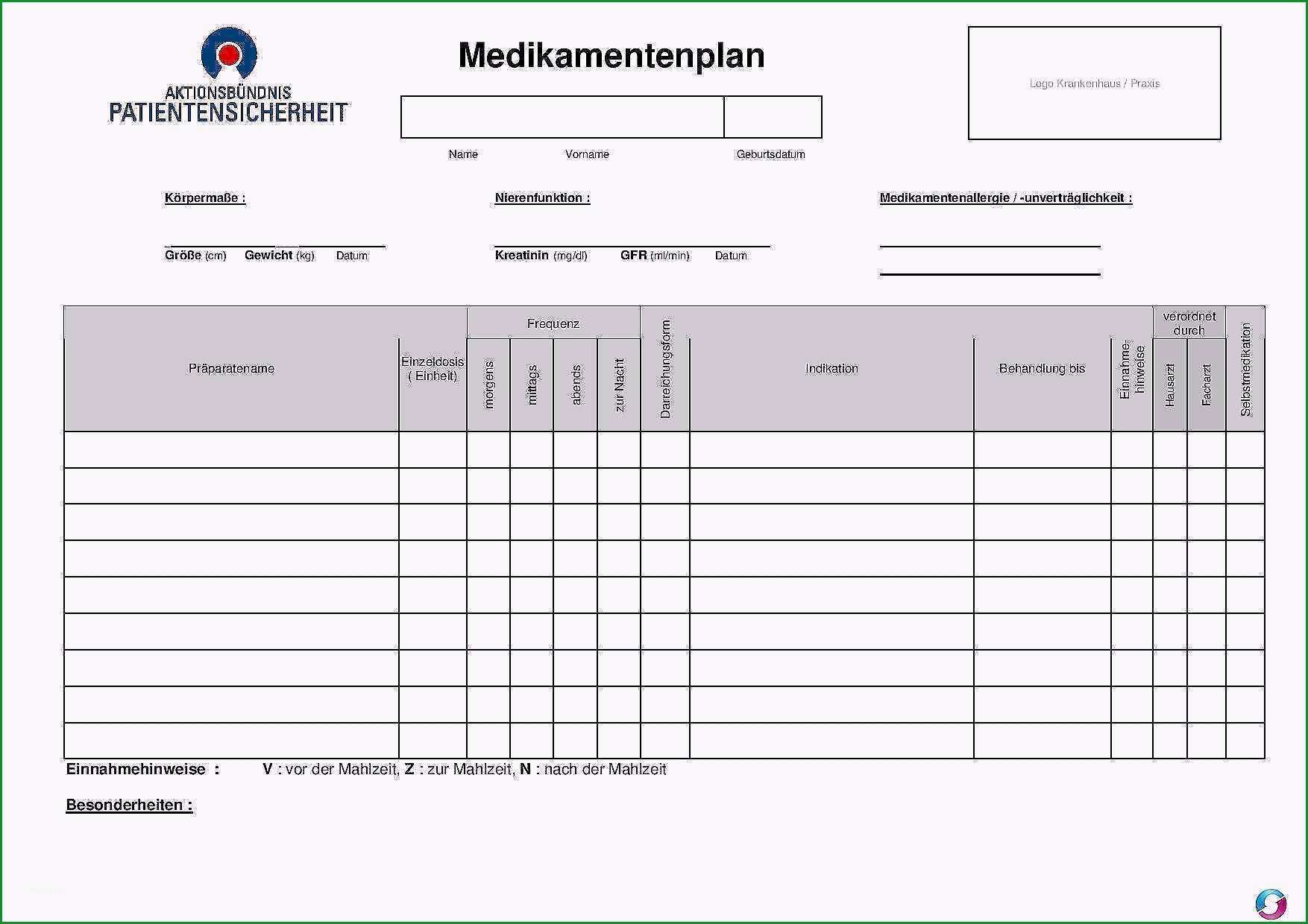 privatrezept vorlage word einzigartige fantastisch medikamentenliste vorlage ideen entry level