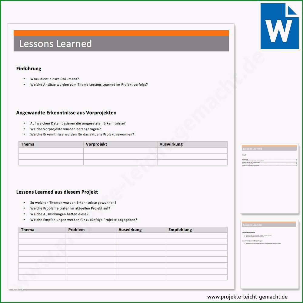 projektdokumentation vorlage word modisch vorlage lessons learned im projekt