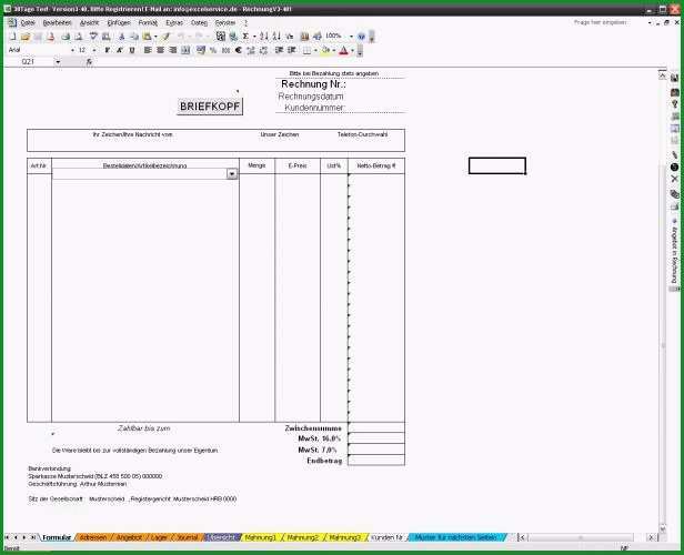 rechnungsvorlage fuer excel