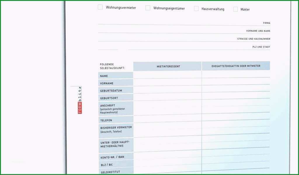 selbstauskunft mieter vorlage