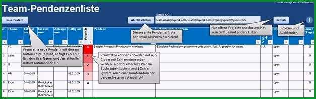 team pendenzenliste in excel