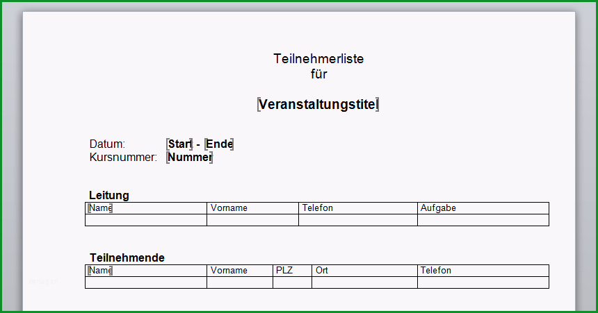 unterweisungsnachweis vorlage word