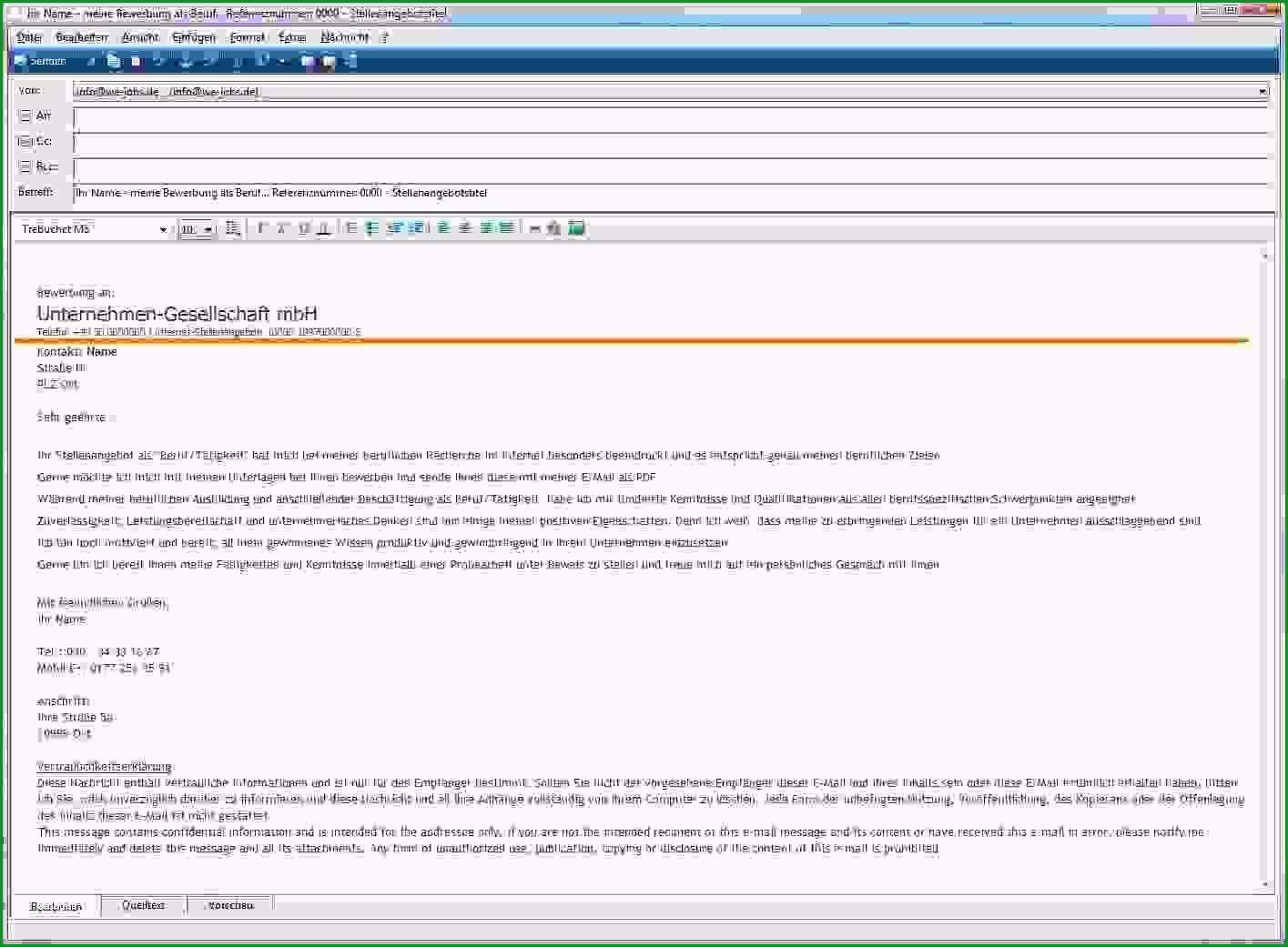 vorlage e mail gut bewerbung per email muster