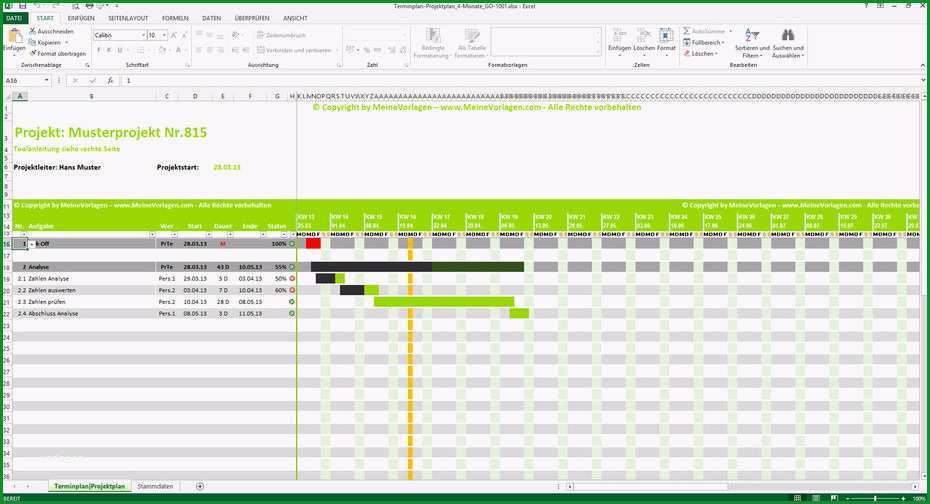 vorlage excel projektplan