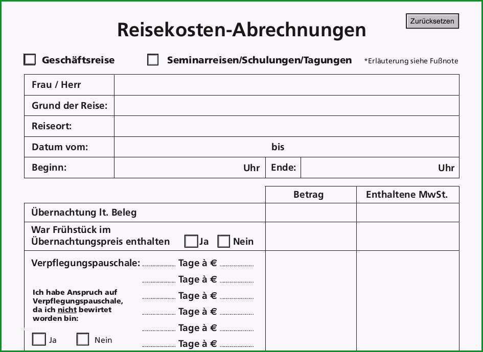 vorlage formular fur nstreiseantrag reisekostenabrechnung und 2