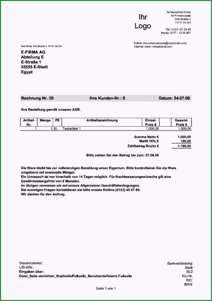 vorlage rechnung freiberufler kostenlos