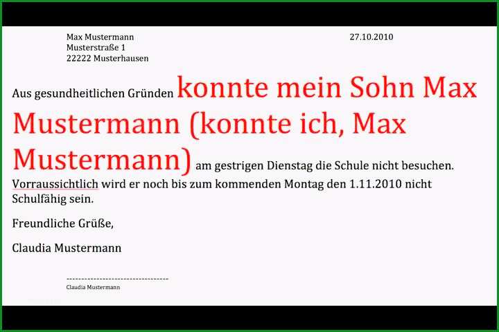 wie schreibe ich ein entschuldigungsschreiben fuer schule 9340