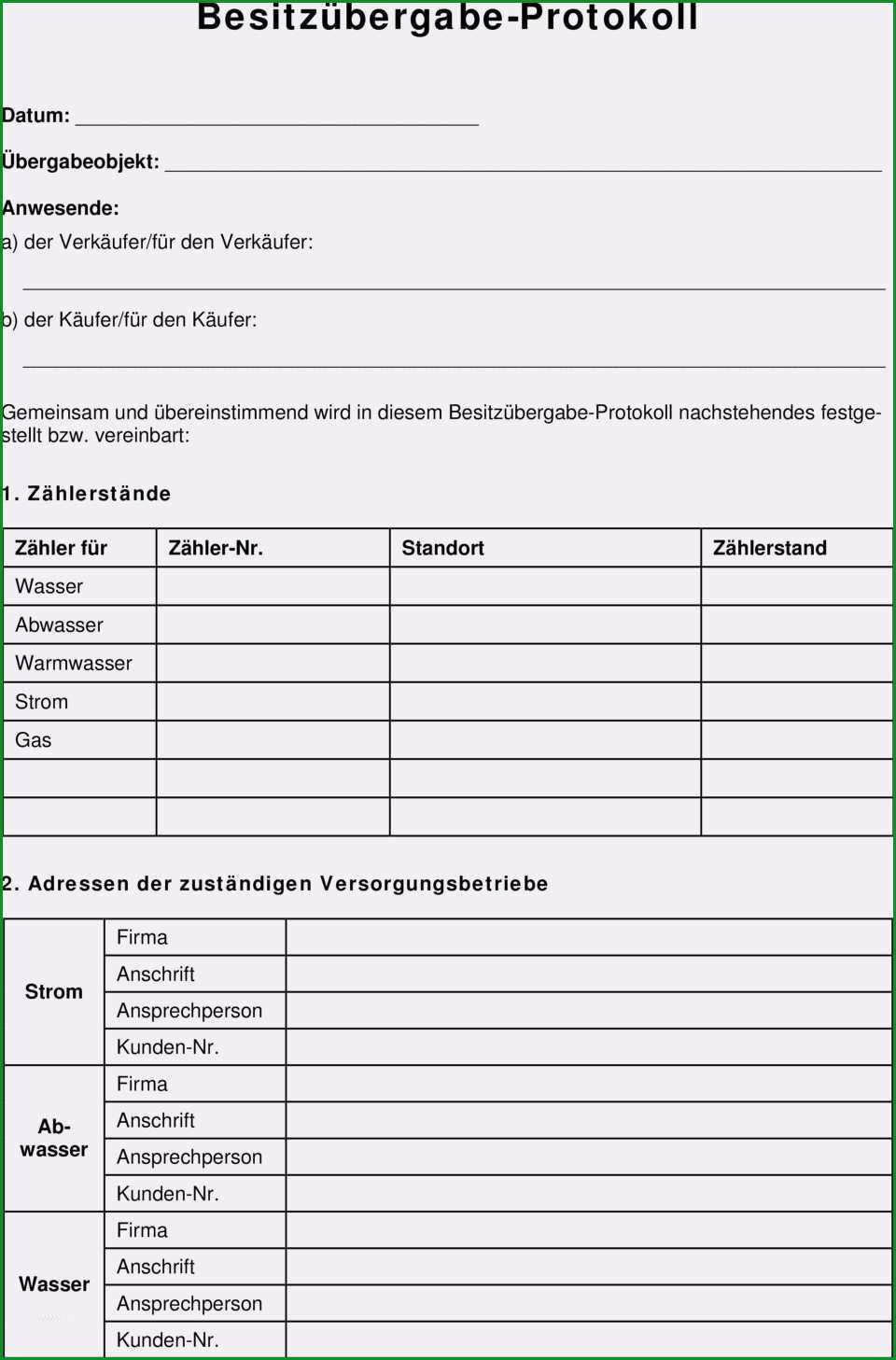 zahlerstande ablesen vorlage erstaunlich besitzubergabe protokoll pdf