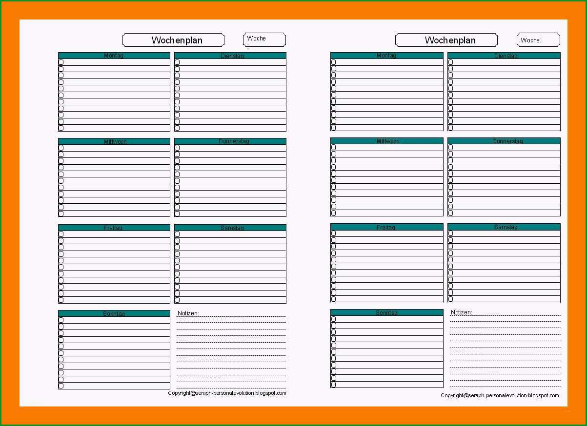 10 wochenarbeitsplan vorlage