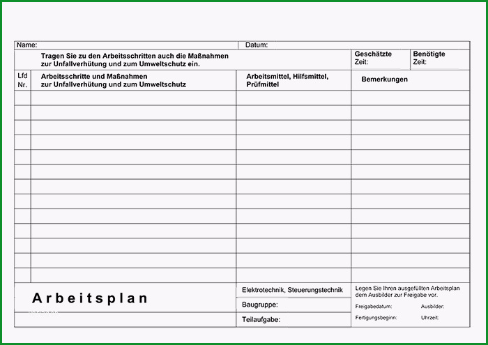 Schockieren 12 Arbeitsplanung Vorlage