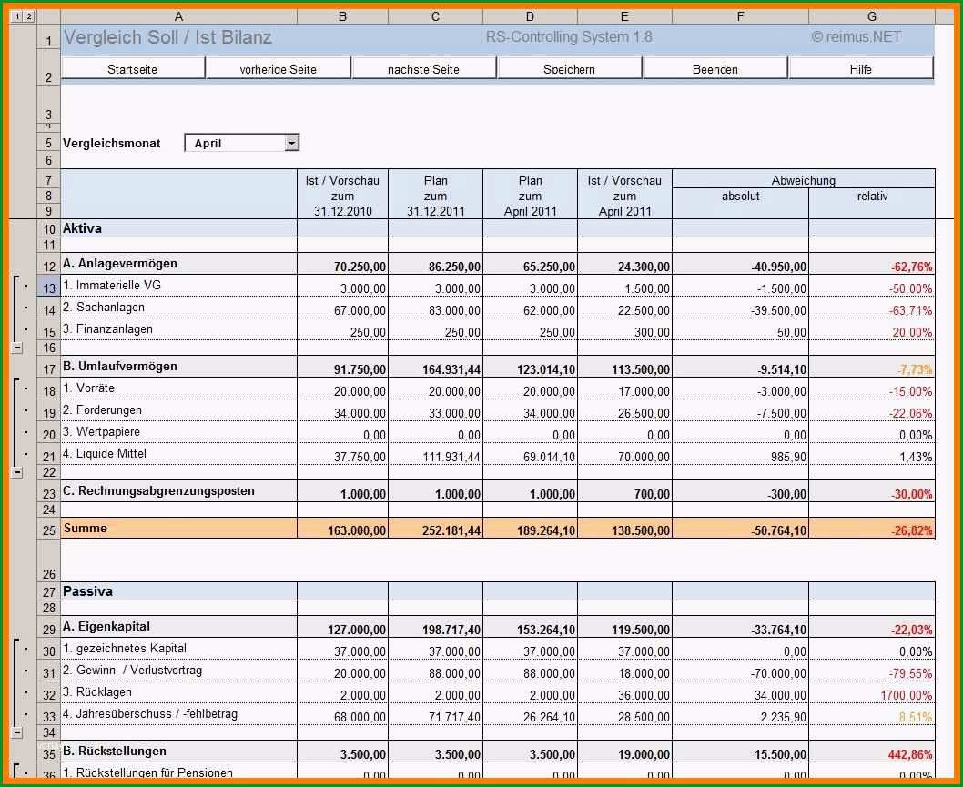 12 excel vorlage bilanz