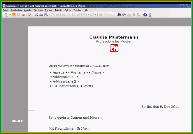 13 geschaftsbrief vorlage openoffice