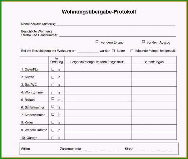 17 wohnungsubergabeprotokoll vorlage