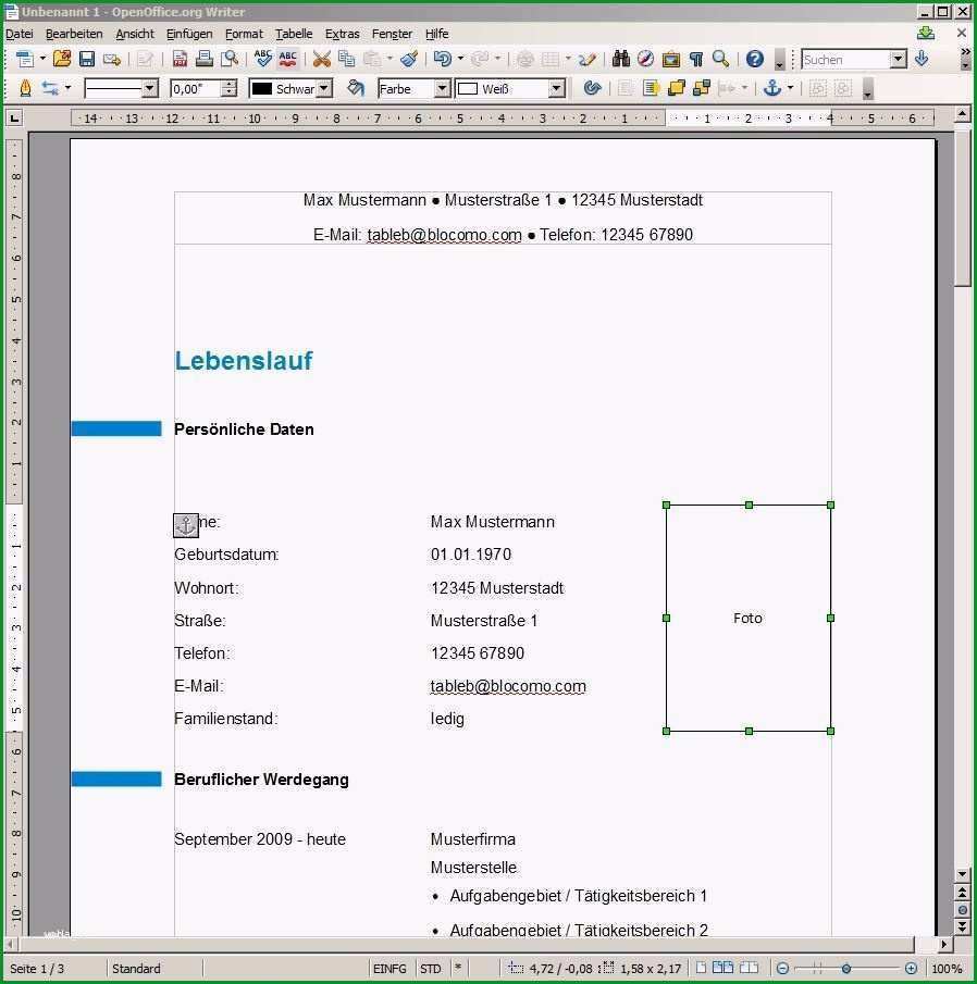 20 openoffice lebenslauf vorlage 2017