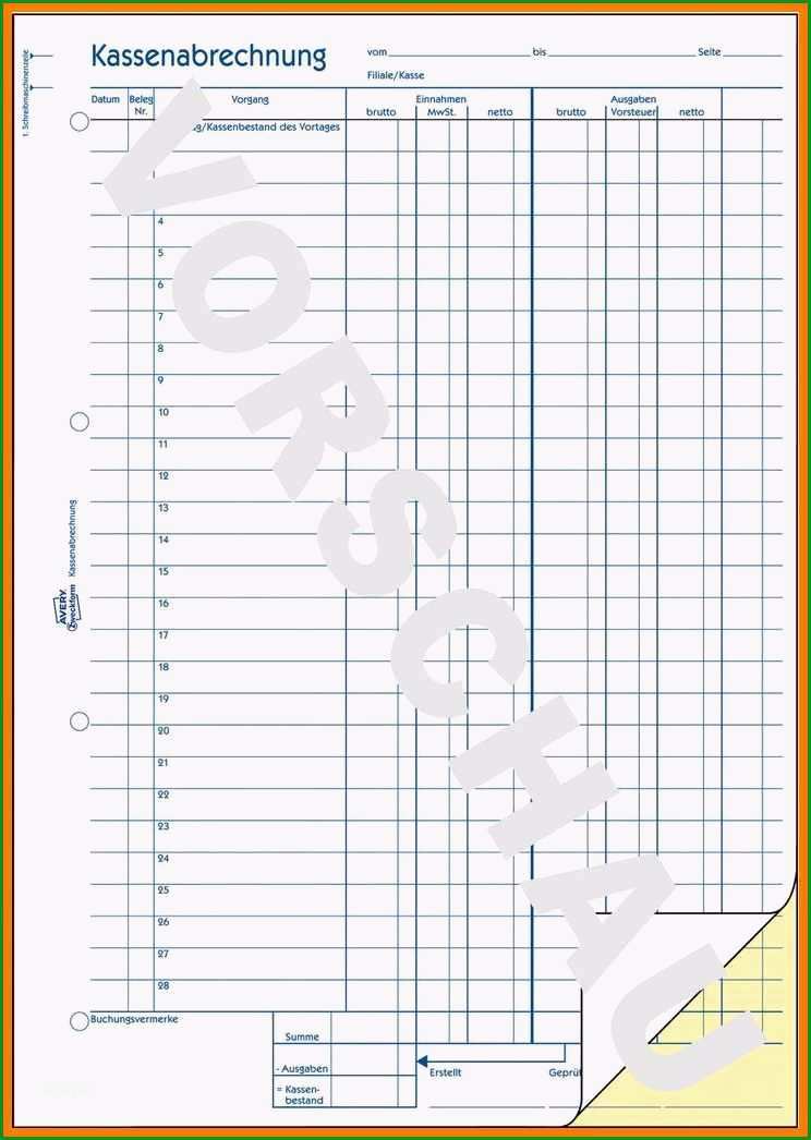 25 kassenabrechnung vorlage
