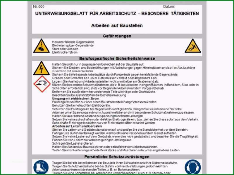 Schockieren 34 Gut Allgemeine Sicherheitsunterweisung Vorlage Bilder