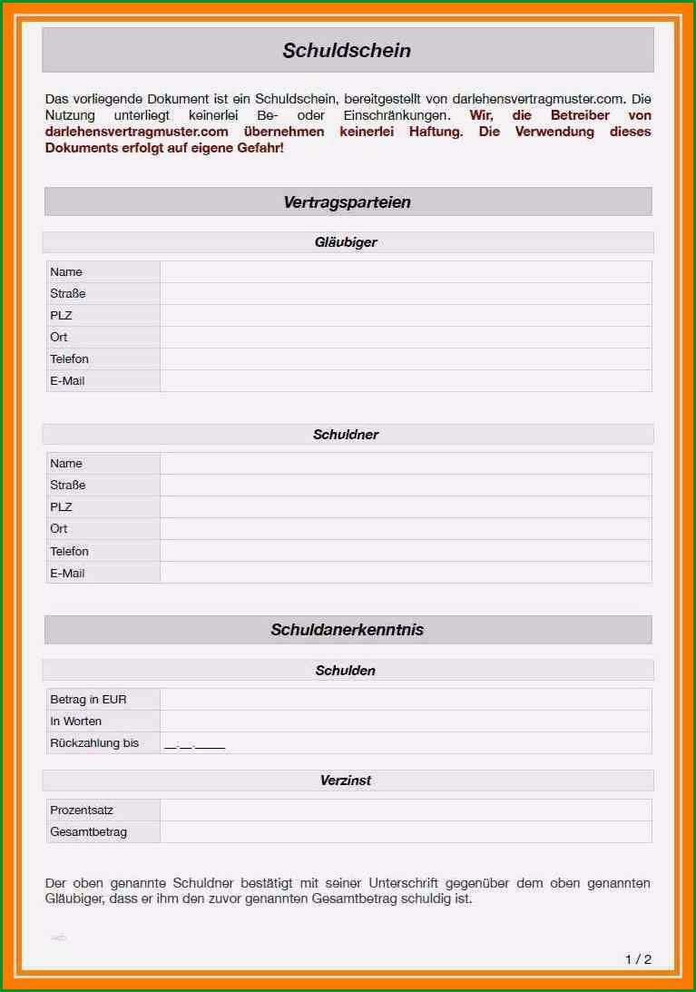 6 vorlage schuldschein