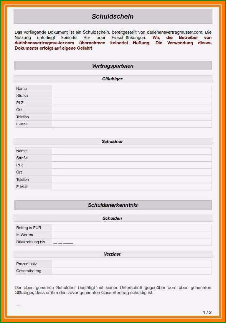 6 vorlage schuldschein