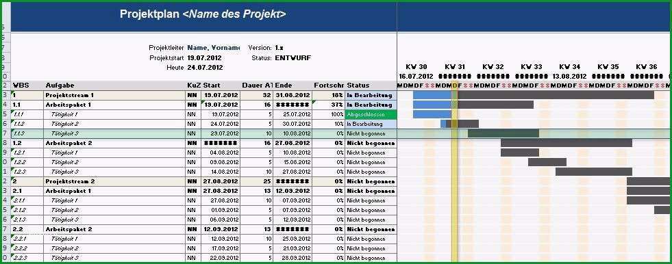 ablaufplan vorlage excel