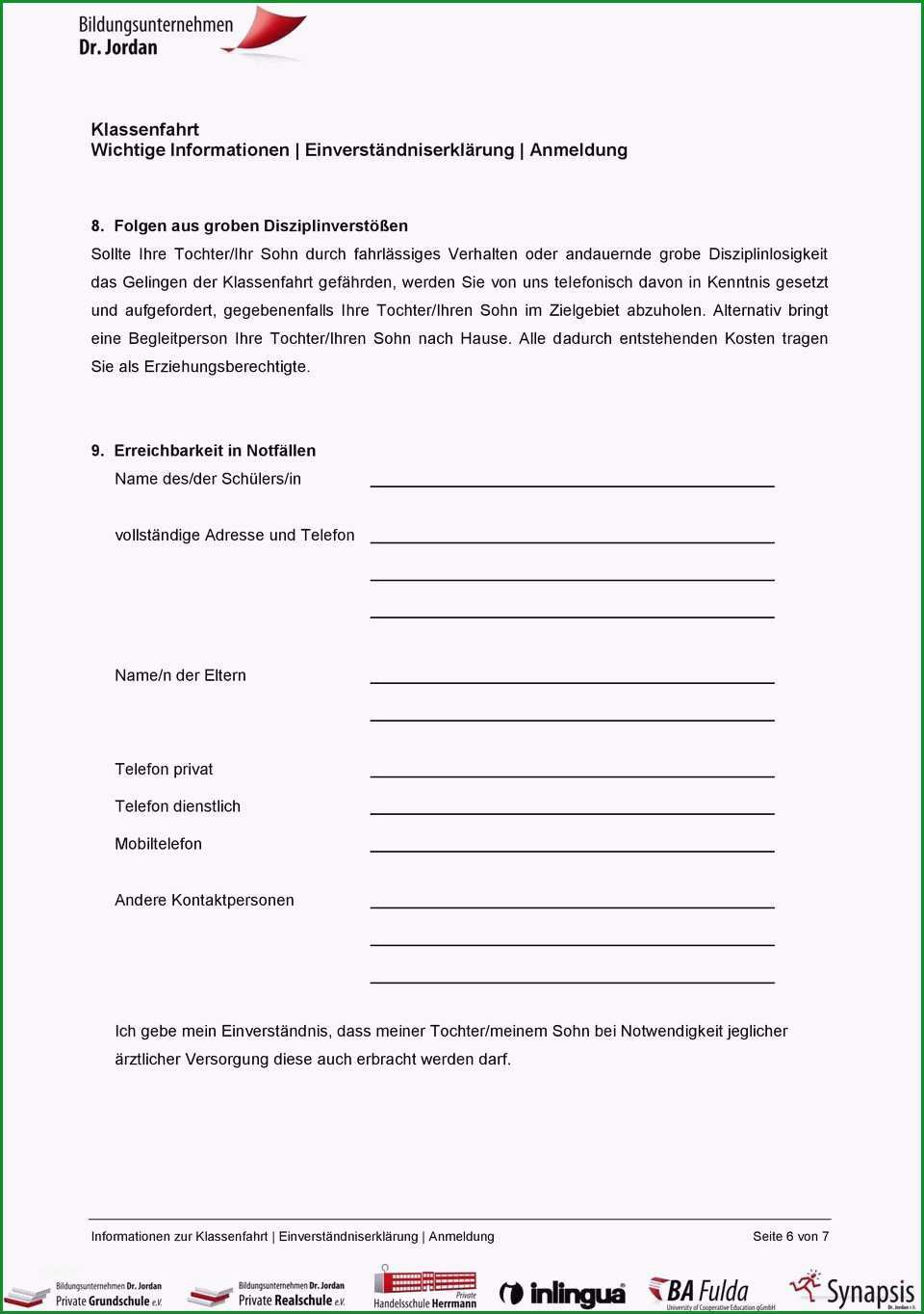 elternbrief klassenfahrt muster