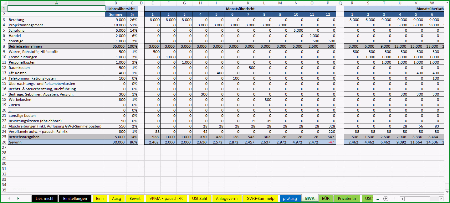 einnahmenueberschussrechnung vorlage excel openoffice