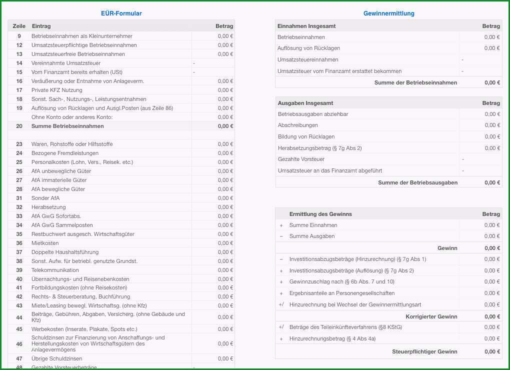 formlose gewinnermittlung vorlage