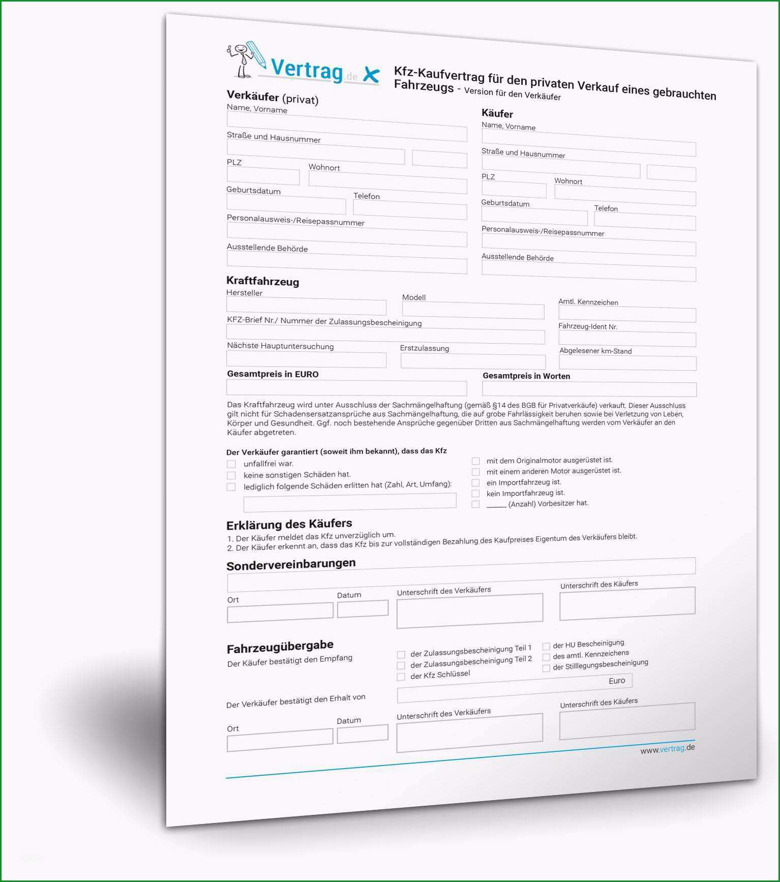 kfz kaufvertrag word vorlage 4566