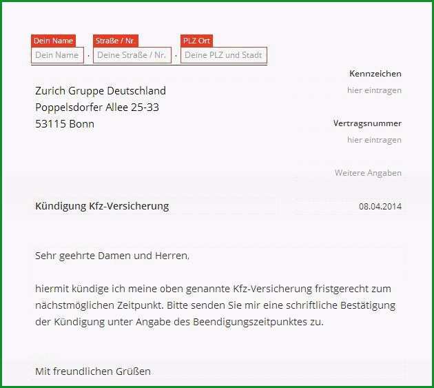 kfz versicherung kundigen vorlage word