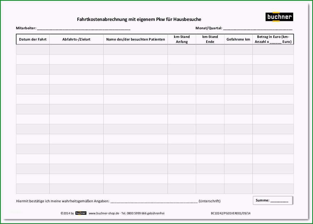 km geld abrechnung vorlage fahrtkostenabrechnung mit eigenem pkw fur hausbesuche