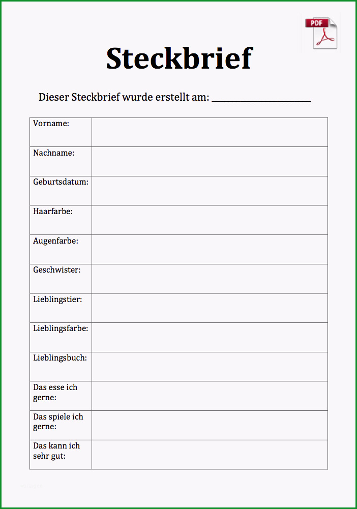 Schockieren Kostenlose Steckbriefvorlage Steckbrief Muster & Vorlage